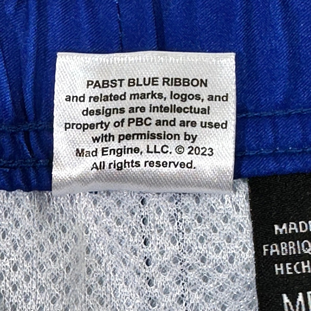 Pabst Blue Ribbon Mens Pinstripe Swim Trunks Blue Red White Medium NEW - Picture 5 of 9